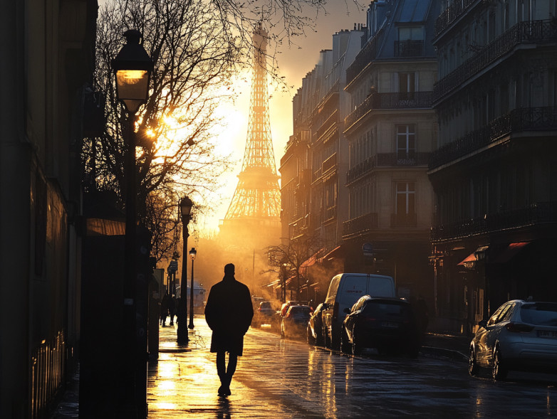 Quelqu'un marche dans les rues de Paris